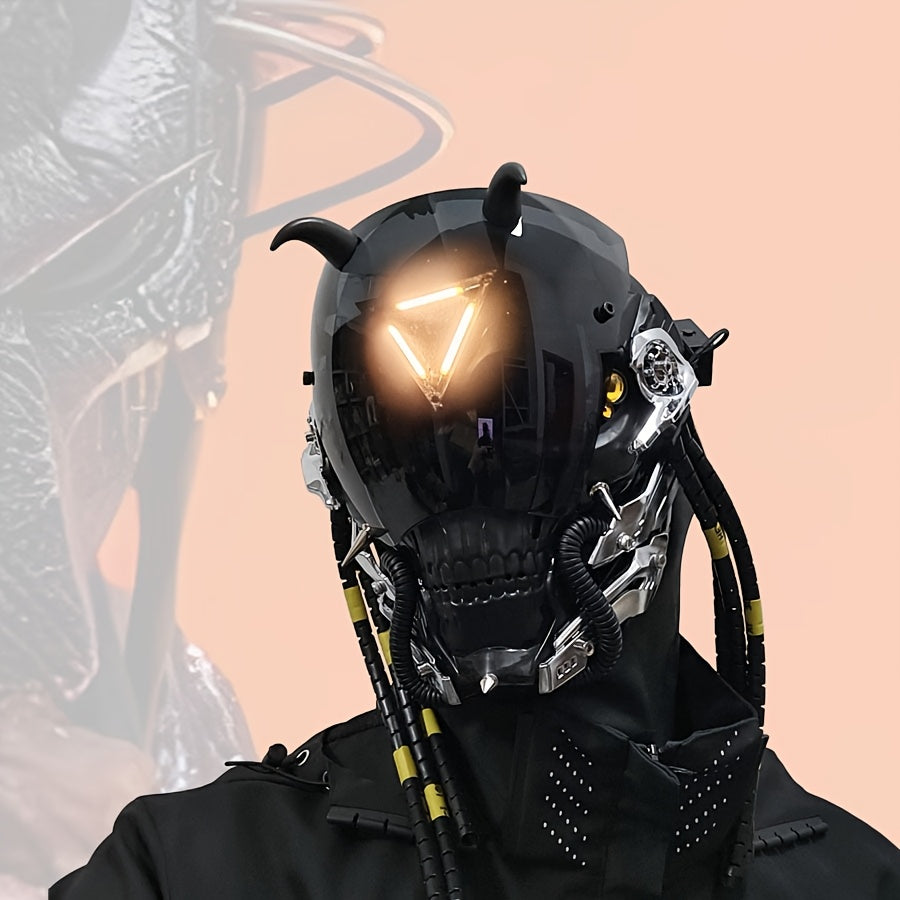 Cyberpunk LED Skull Mask Light Up Programmable Festival Cosplay Mask for Halloween Carnival Parties and Music Events by CyberTribe