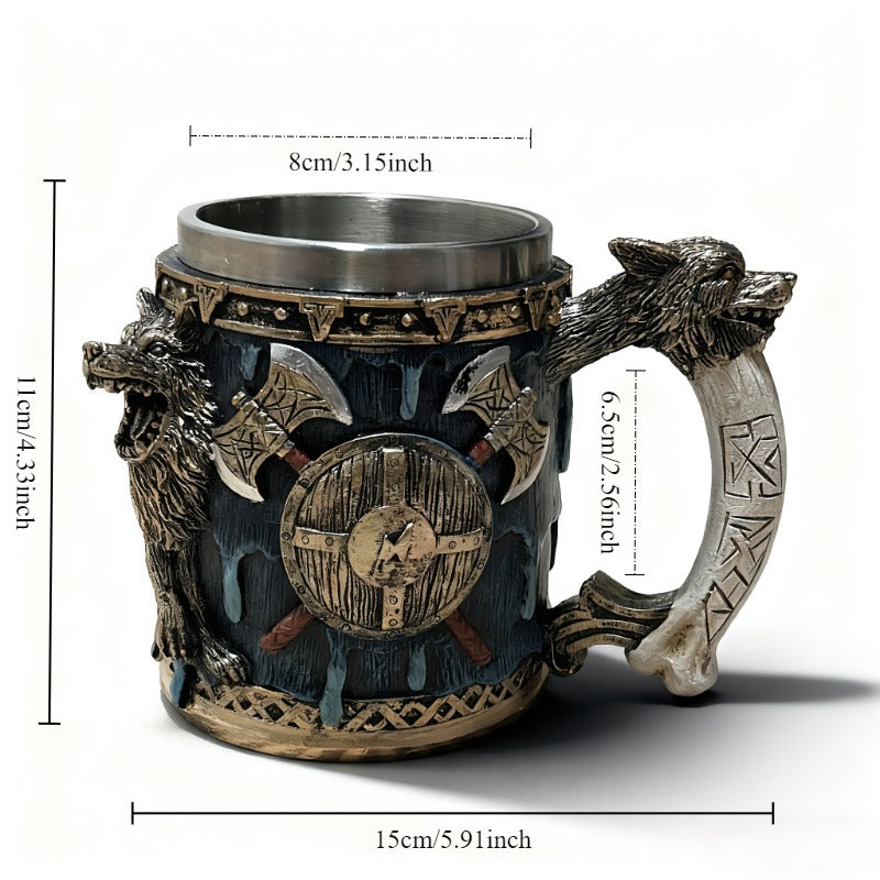 𝖁𝖎𝖐𝖎𝖓𝖌 𝖂𝖔𝖑𝖋 𝕭𝖆𝖙𝖙𝖑𝖊 𝕬𝖝𝖊 𝕸𝖚𝖌 – 𝕹𝖔𝖗𝖉𝖎𝖈 𝕾𝖙𝖞𝖑𝖊 𝕯𝖗𝖎𝖓𝖐𝖎𝖓𝖌 𝕮𝖚𝖕 𝖂𝖎𝖙𝖍 𝕾𝖙𝖆𝖎𝖓𝖑𝖊𝖘𝖘 𝕾𝖙𝖊𝖊𝖑 𝕴𝖓𝖓𝖊𝖗