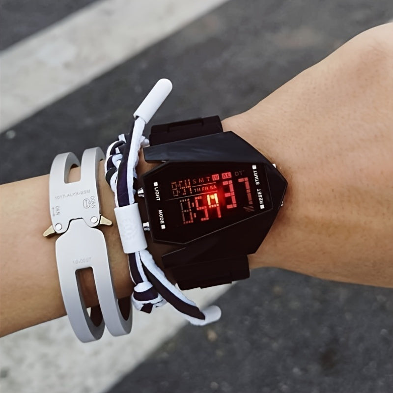 Digital Sports Watch Next Level Horizon Timepiece – Black & White Silicone Strap with Date Display