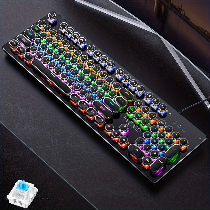 Illuminated Mechanical Punk Keyboard – Wired USB Gaming & Office Companion