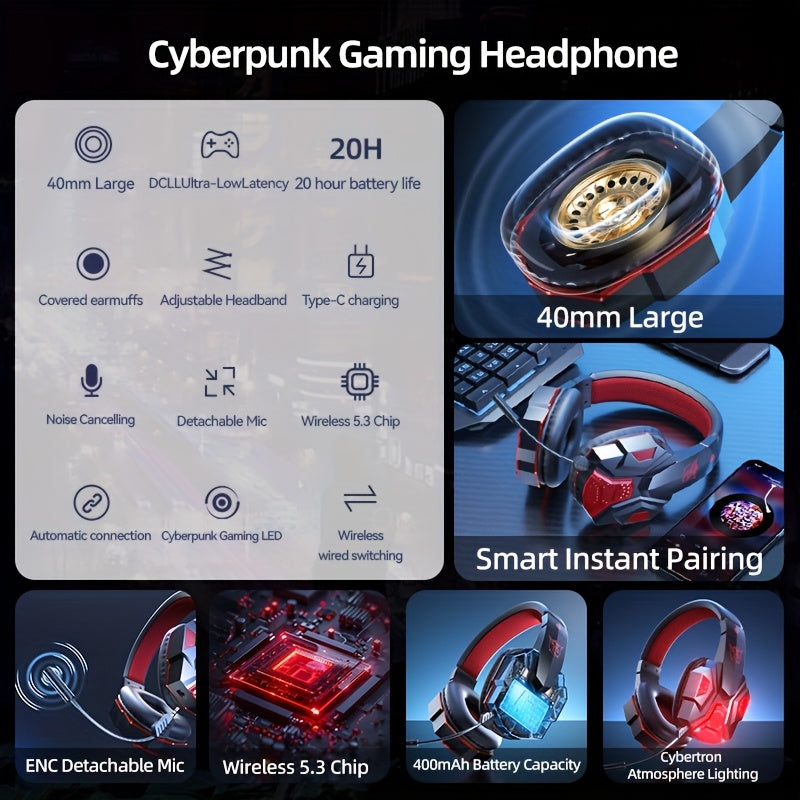 Neon Pulse Hybrid Gaming Headset – Wireless / Wired RGB Sound System