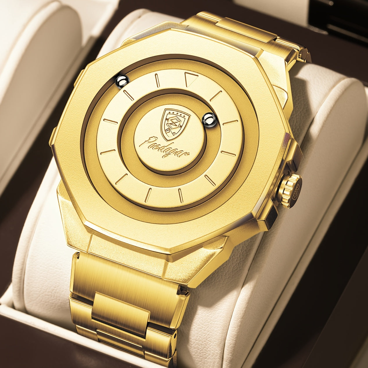 Men’s Quartz Future Magnetic Watch– Stainless Steel Underworld Time Peace Watch Band with Magnetic Back & Alloy Case