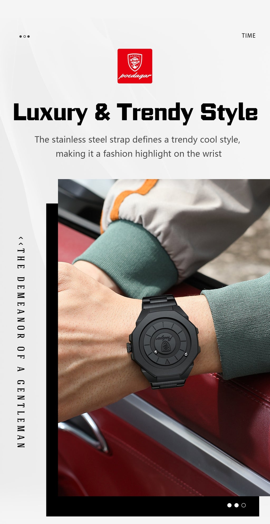 Men’s Quartz Future Magnetic Watch– Stainless Steel Underworld Time Peace Watch Band with Magnetic Back & Alloy Case