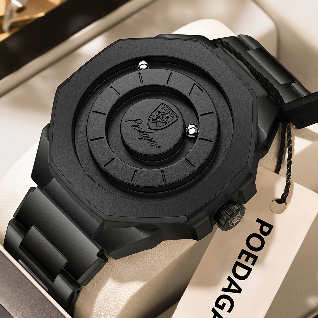 Men’s Quartz Future Magnetic Watch– Stainless Steel Underworld Time Peace Watch Band with Magnetic Back & Alloy Case