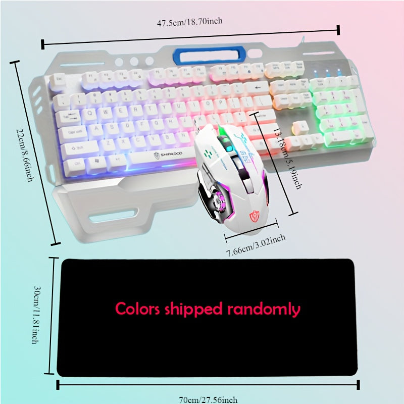 𝗥𝗢𝗚 White Wired Gaming Keyboard & Mouse Combo – Neon Backlit Mechanical Keys with Precision DPI Mouse