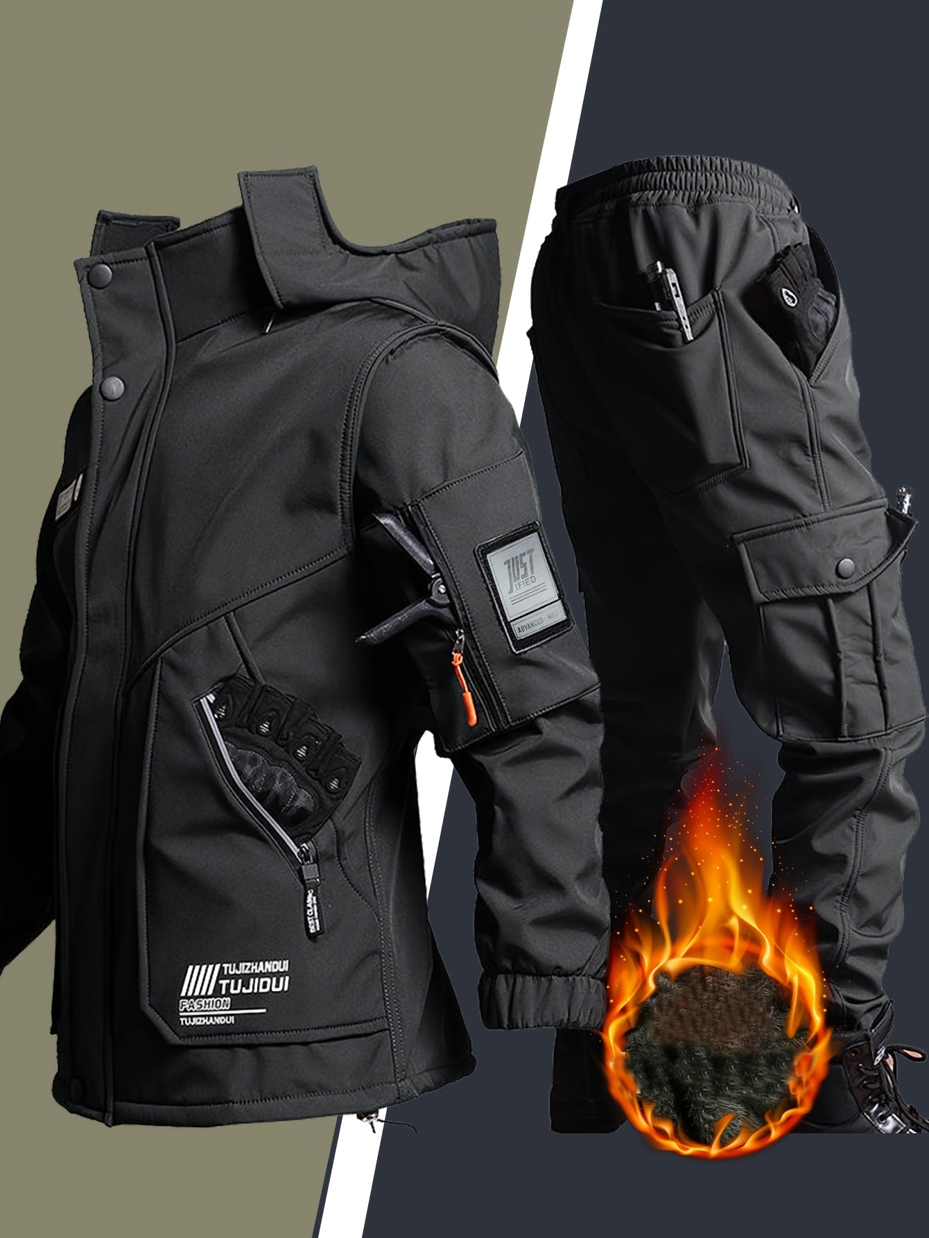 Urban Frost Warrior Tactical Set – Hooded Winter Jacket & Utility Pants
