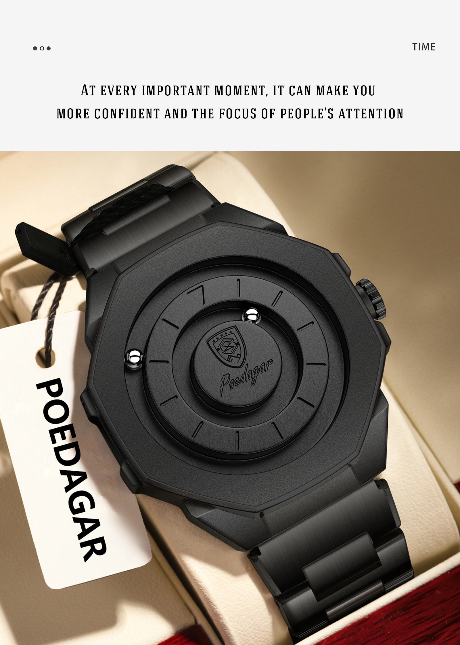 Men’s Quartz Future Magnetic Watch– Stainless Steel Underworld Time Peace Watch Band with Magnetic Back & Alloy Case