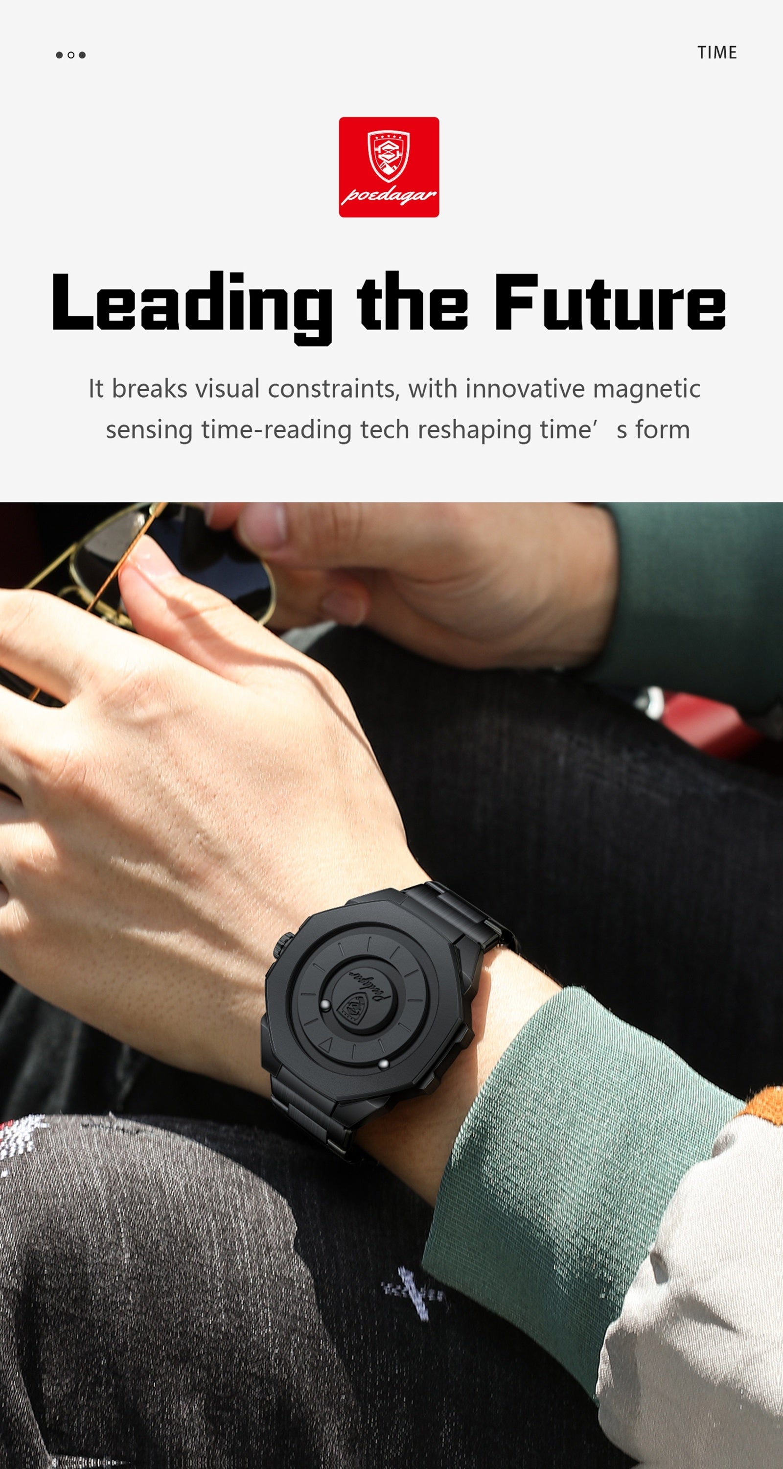 Men’s Quartz Future Magnetic Watch– Stainless Steel Underworld Time Peace Watch Band with Magnetic Back & Alloy Case