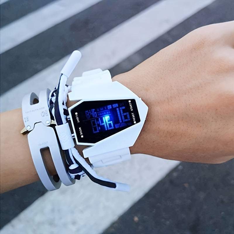 Digital Sports Watch Next Level Horizon Timepiece – Black & White Silicone Strap with Date Display