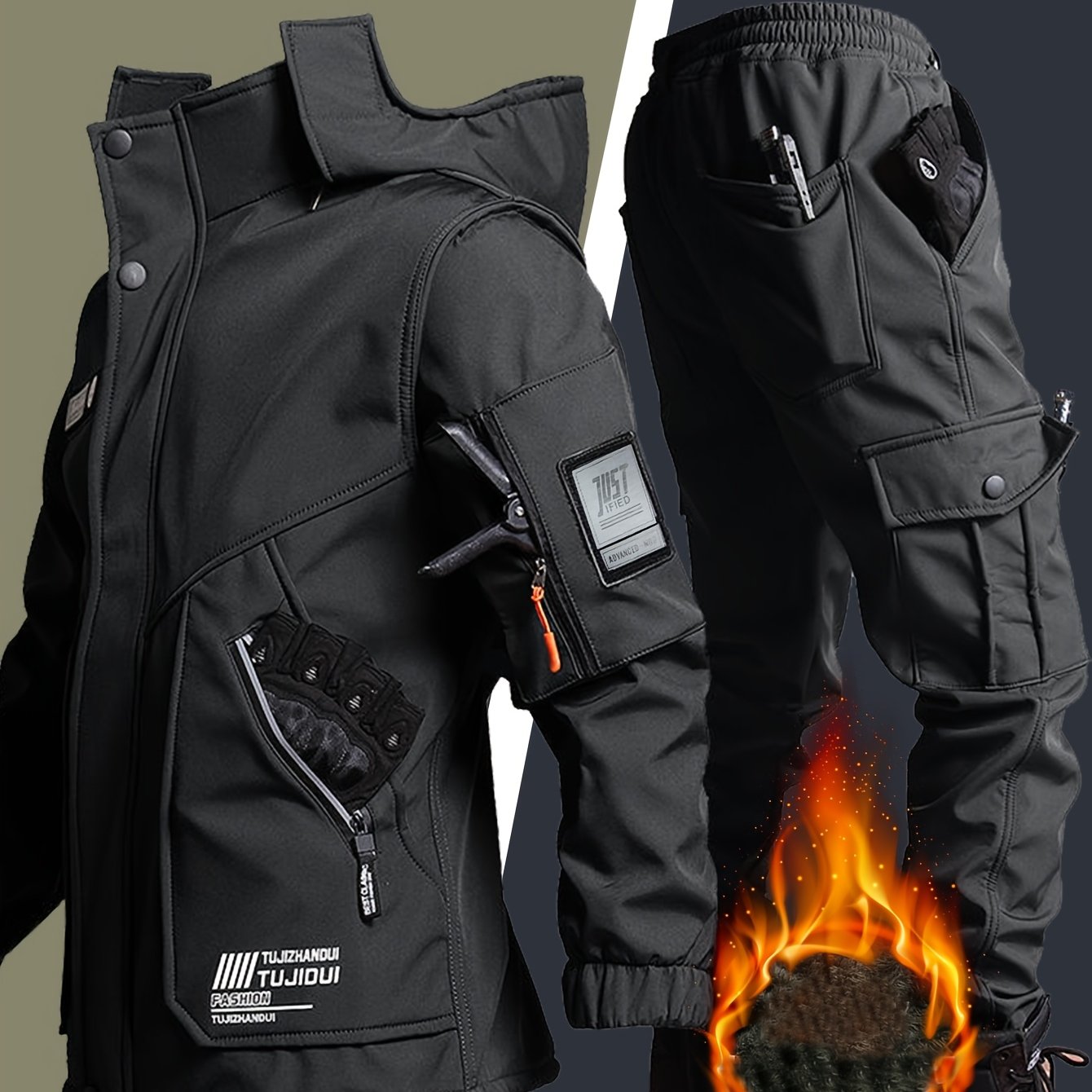 Urban Frost Warrior Tactical Set – Hooded Winter Jacket & Utility Pants