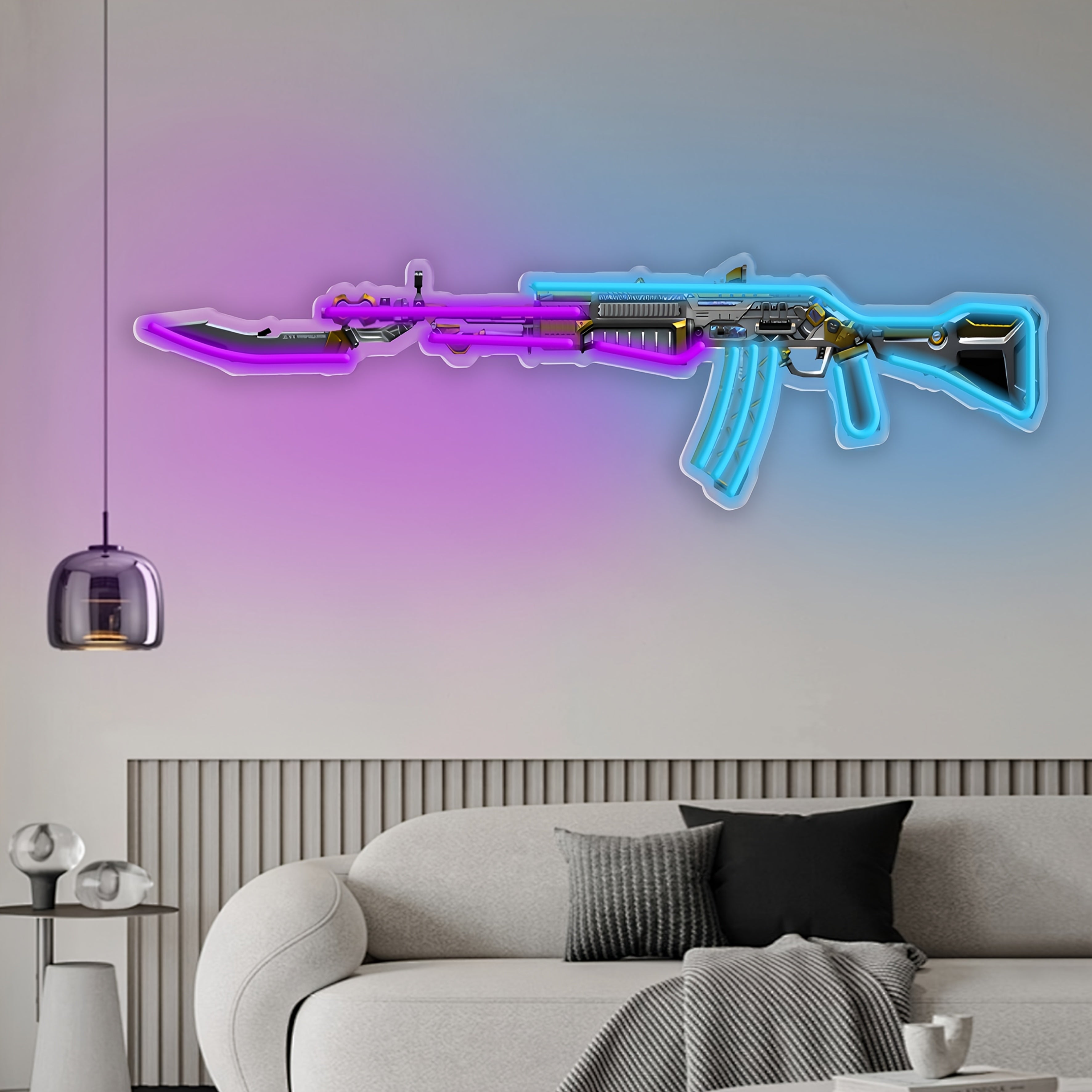 Neon Rifle Style LED Wall Light USB Powered Gaming Room Decor Adjustable Brightness Night Lamp for Bedrooms Game Rooms and Creative Spaces by CyberTribe