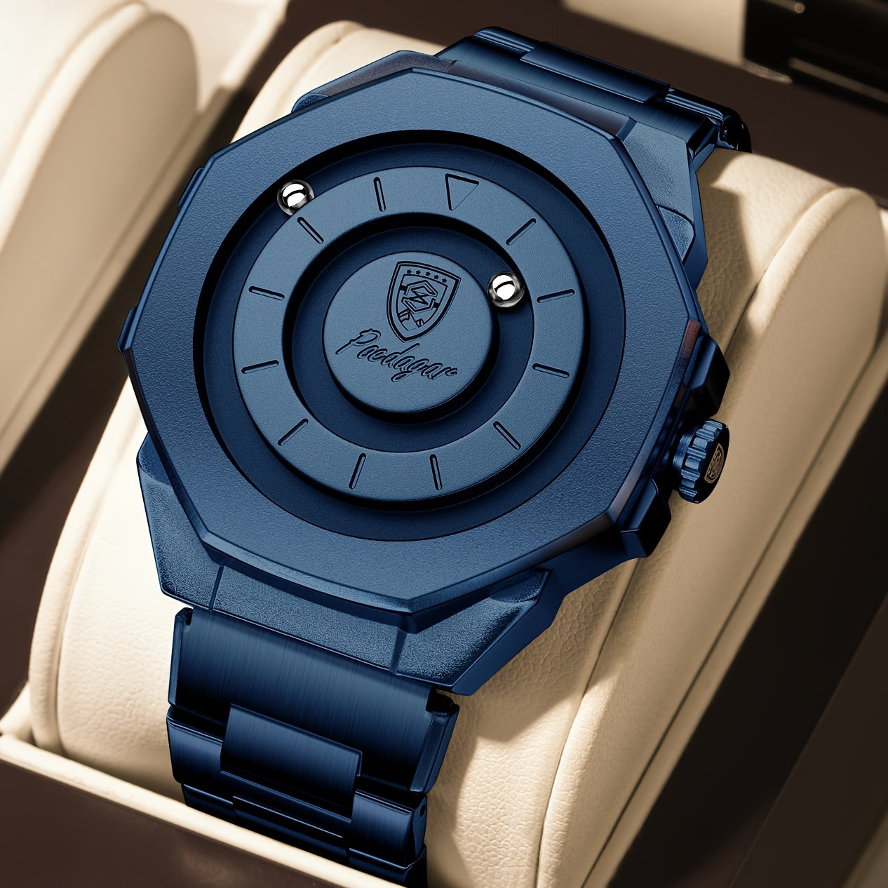 Men’s Quartz Future Magnetic Watch– Stainless Steel Underworld Time Peace Watch Band with Magnetic Back & Alloy Case