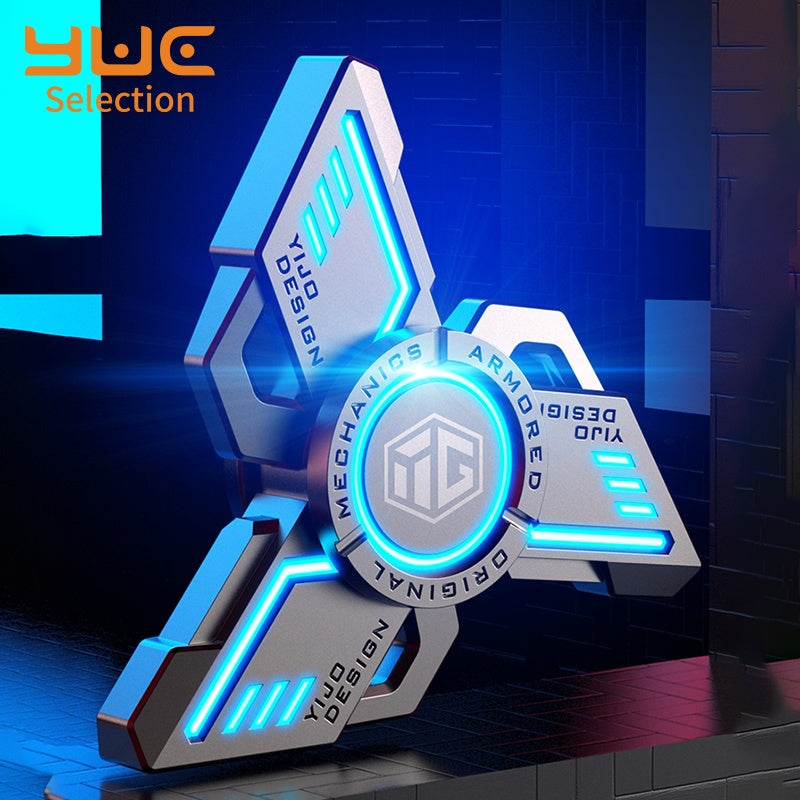 Luminous Cyber Spinner – Neon Purple Alloy Gyro for Focus & Flow