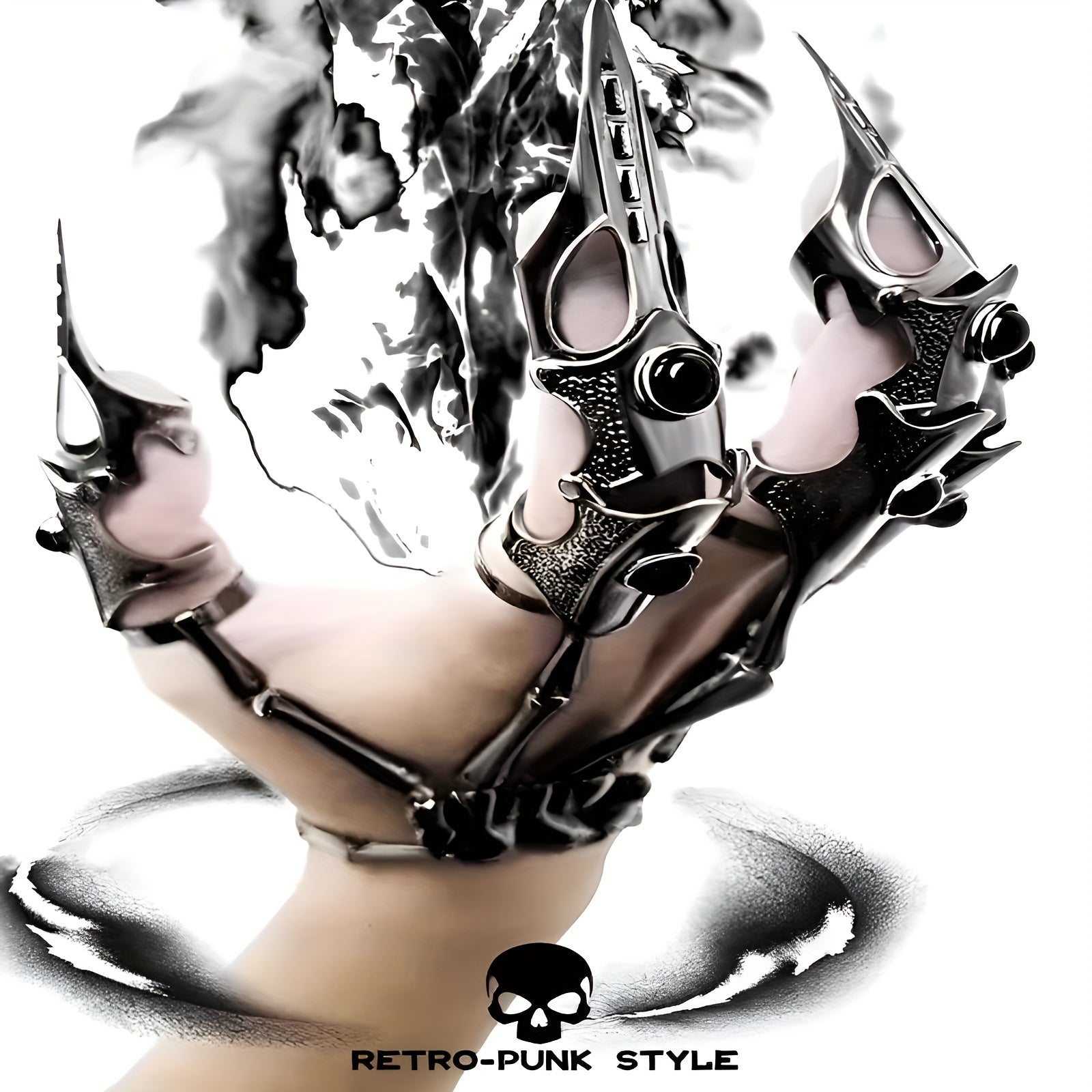 𝕮𝖞𝖇𝖊𝖗𝕻𝖚𝖓𝖐 Alloy Bone Gloves – Bionic Mechanical Claw Set