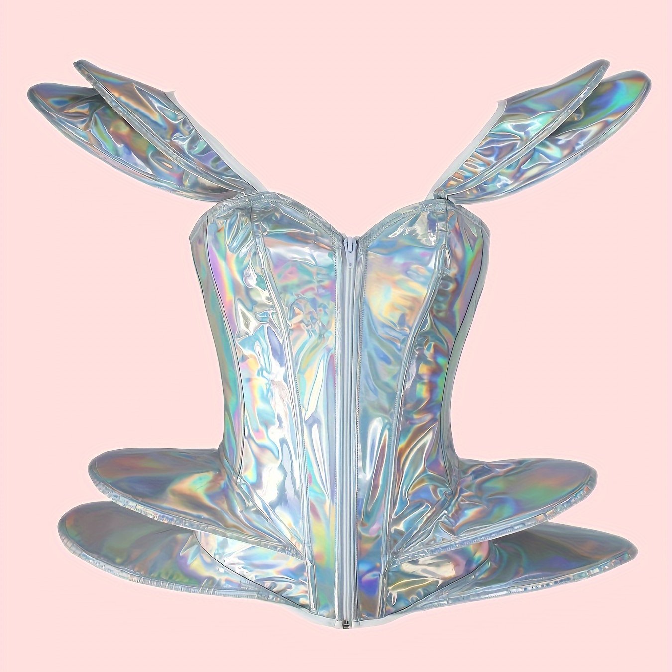 𝕮𝖞𝖇𝖊𝖗𝕻𝖚𝖓𝖐 Silver PU Leather Corset – Tight Futuristic Bodysuit