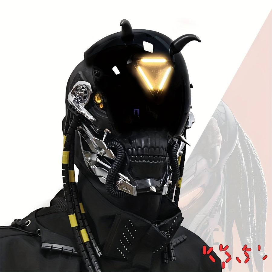 Cyberpunk LED Skull Mask Light Up Programmable Festival Cosplay Mask for Halloween Carnival Parties and Music Events by CyberTribe