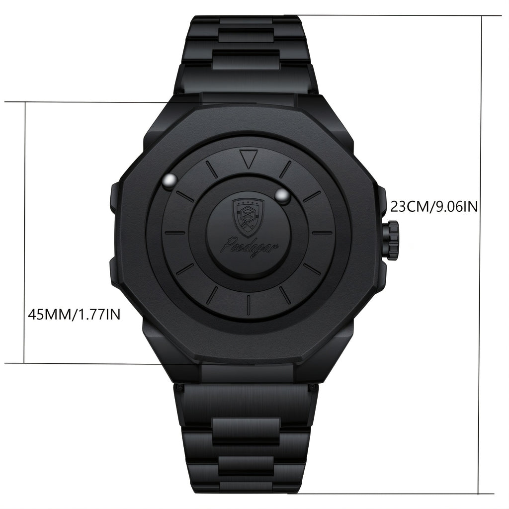 Men’s Quartz Future Magnetic Watch– Stainless Steel Underworld Time Peace Watch Band with Magnetic Back & Alloy Case