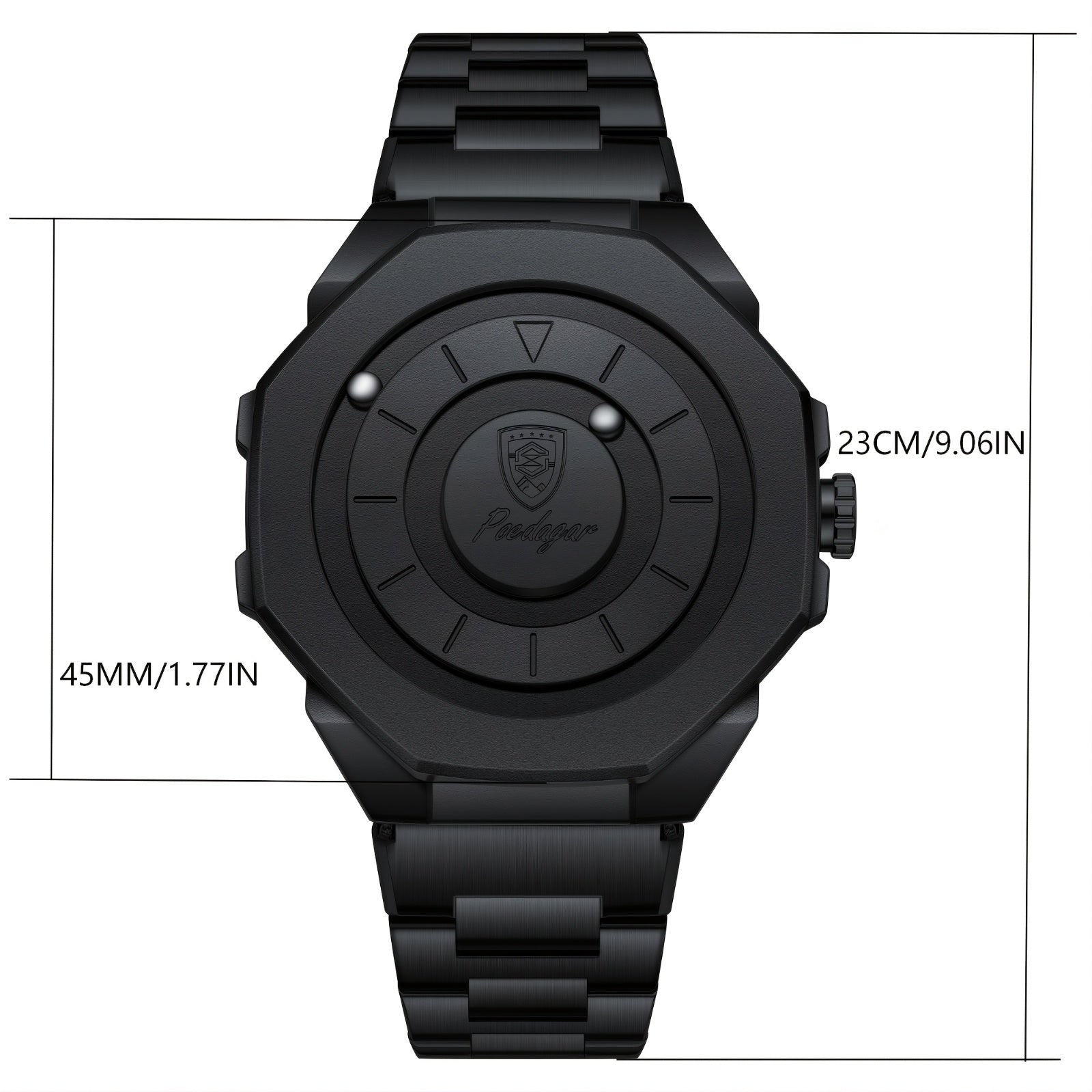 Men’s Quartz Future Magnetic Watch– Stainless Steel Underworld Time Peace Watch Band with Magnetic Back & Alloy Case