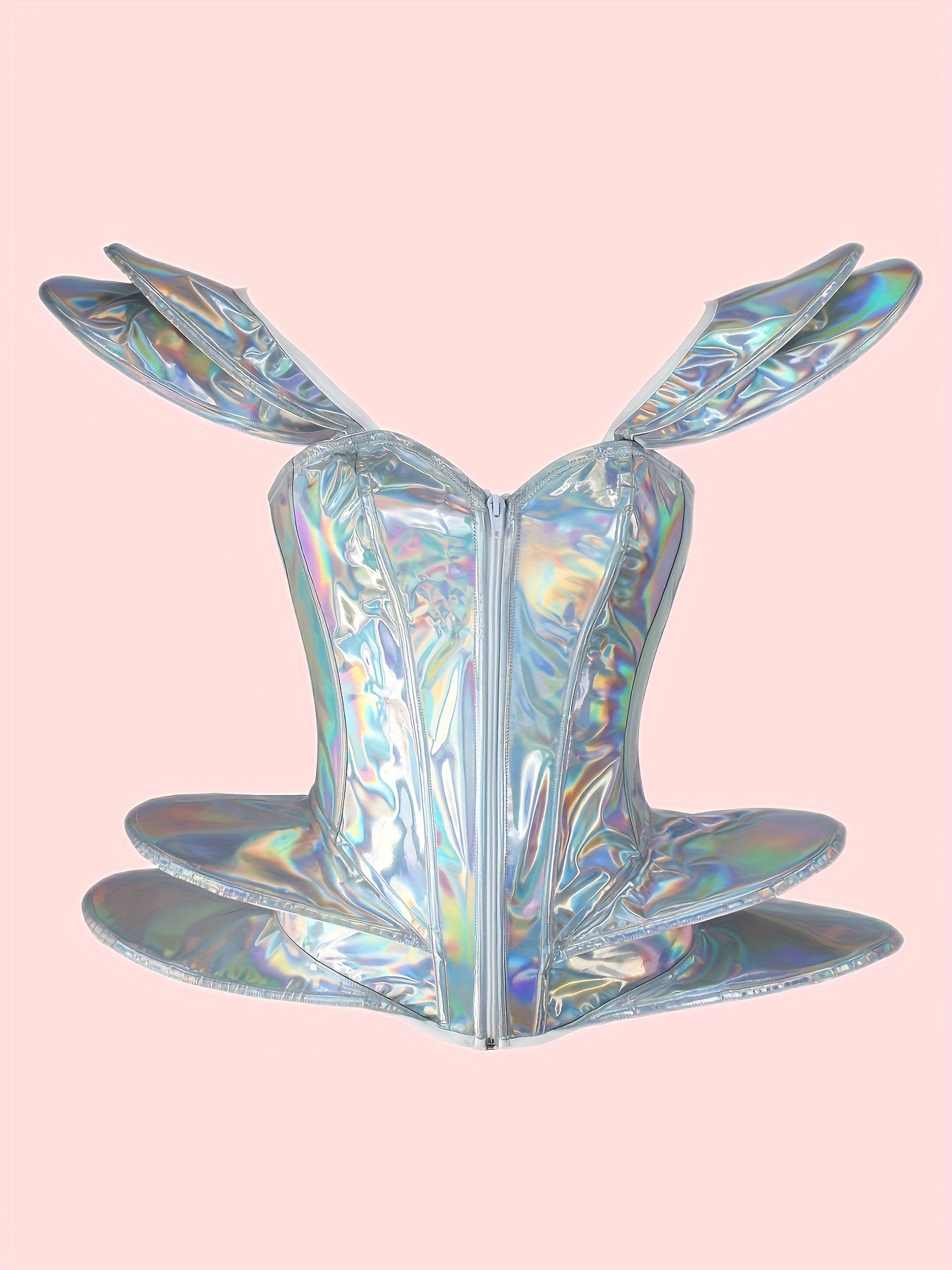 𝕮𝖞𝖇𝖊𝖗𝕻𝖚𝖓𝖐 Silver PU Leather Corset – Tight Futuristic Bodysuit