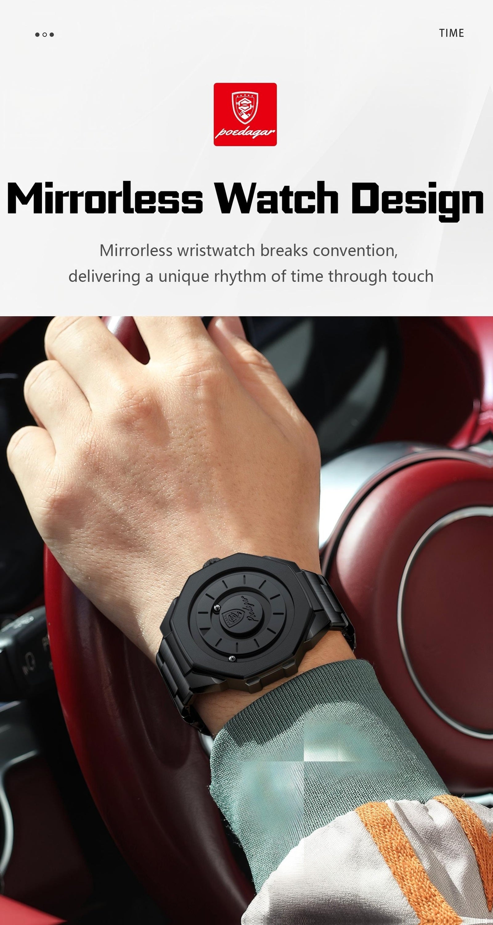 Men’s Quartz Future Magnetic Watch– Stainless Steel Underworld Time Peace Watch Band with Magnetic Back & Alloy Case