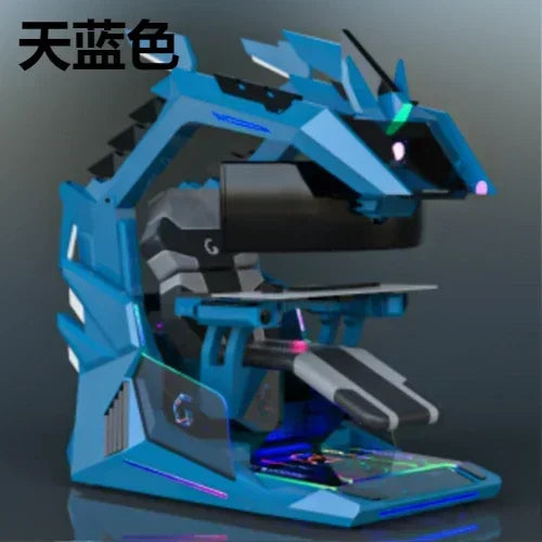 CyberTribe Gaming Desk Space Capsule Computer Desk Adjustable Height E Sports Workstation with Cushioned Seat