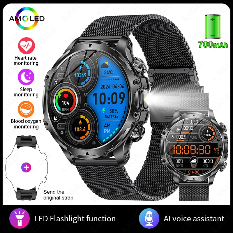 1.9 Inch Smart Watch for Men Bluetooth Calling 700 mAh Battery Fitness Tracker Waterproof Outdoor Sport Smartwatch for Android and iOS