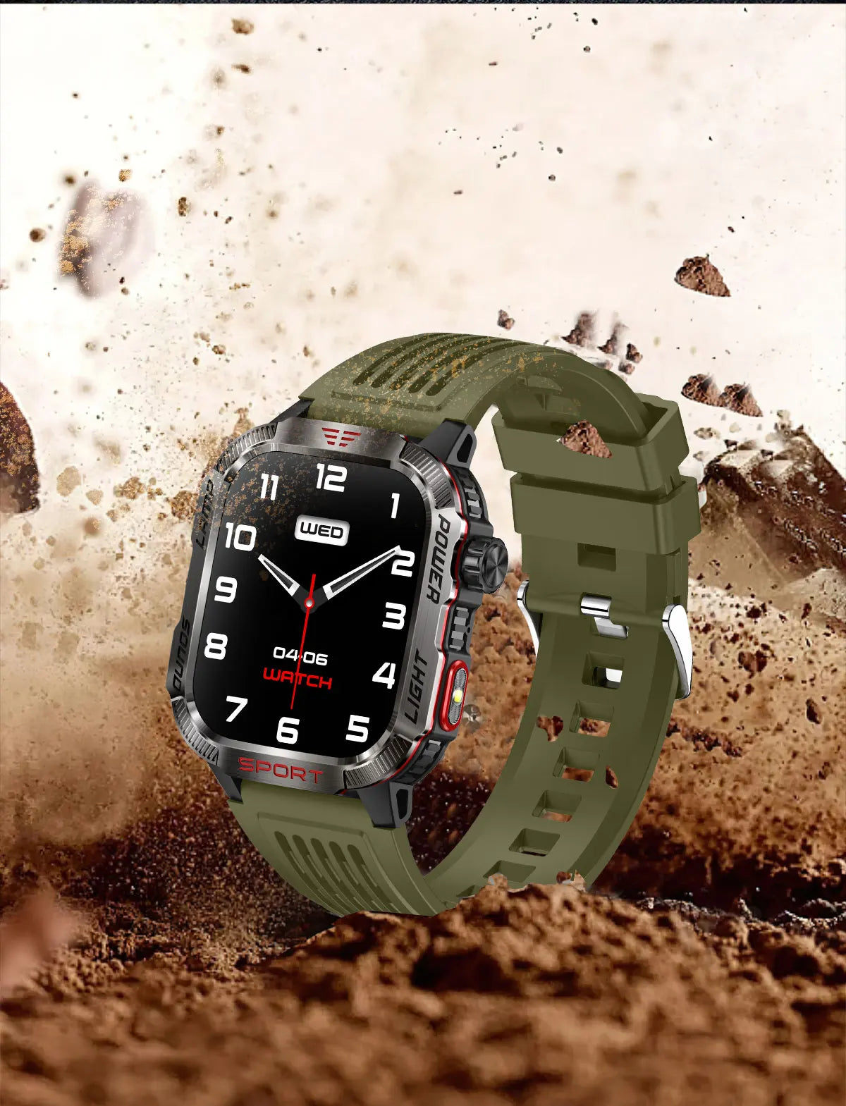 Military Outdoor Smart Watch for Men 600 mAh Battery Bluetooth Calling Fitness Tracker Blood Oxygen Monitor Waterproof Smartwatch for Android and iOS
