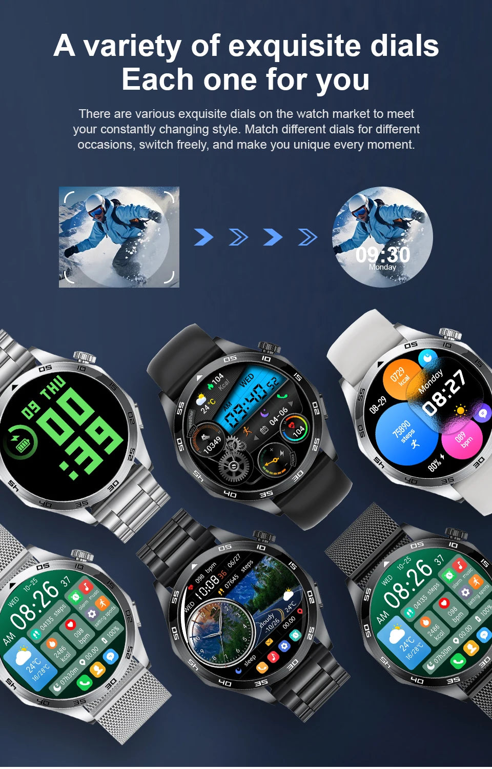 Smart Watch for Men Bluetooth Calling ECG Heart Rate Monitor Fitness Tracker Waterproof Smartwatch for Android and iOS
