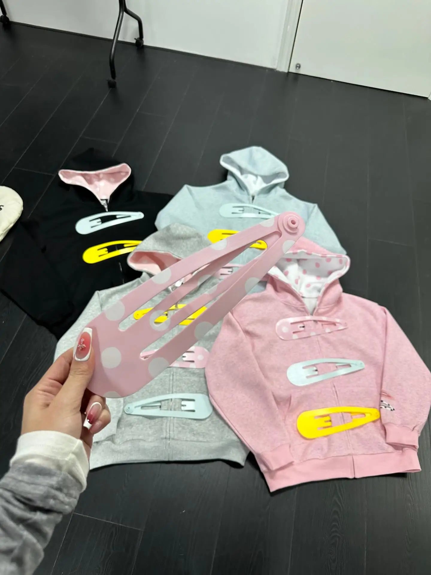 Womens Detachable Hoodie Clip Design Zip Up Sweatshirt Goth Grunge Cardigan Jacket Streetwear Fashion