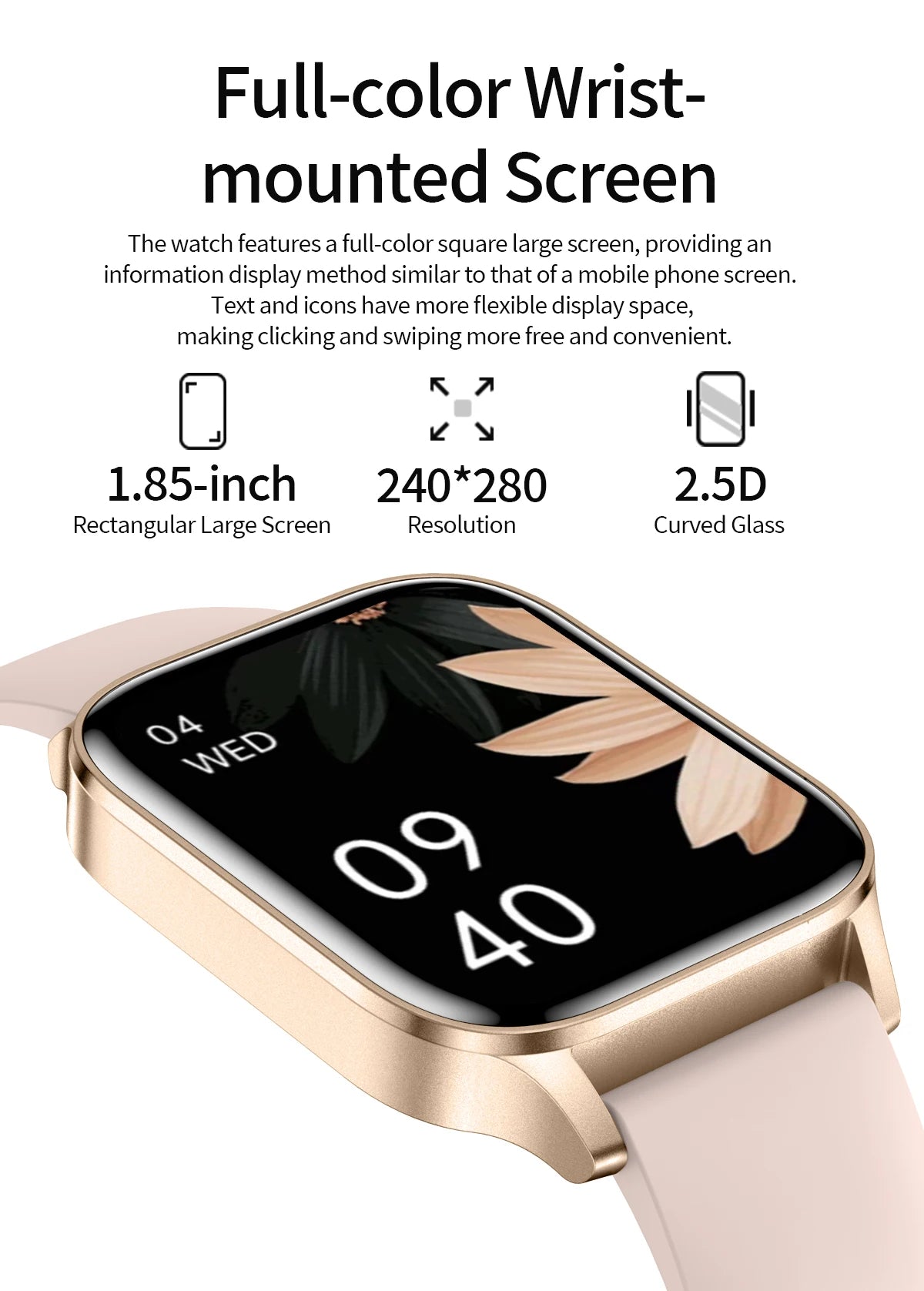 1.85 Inch HD Smart Watch for Men and Women Bluetooth Calling Fitness Tracker Health Monitor Custom Watch Face Smartwatch for Android and iOS