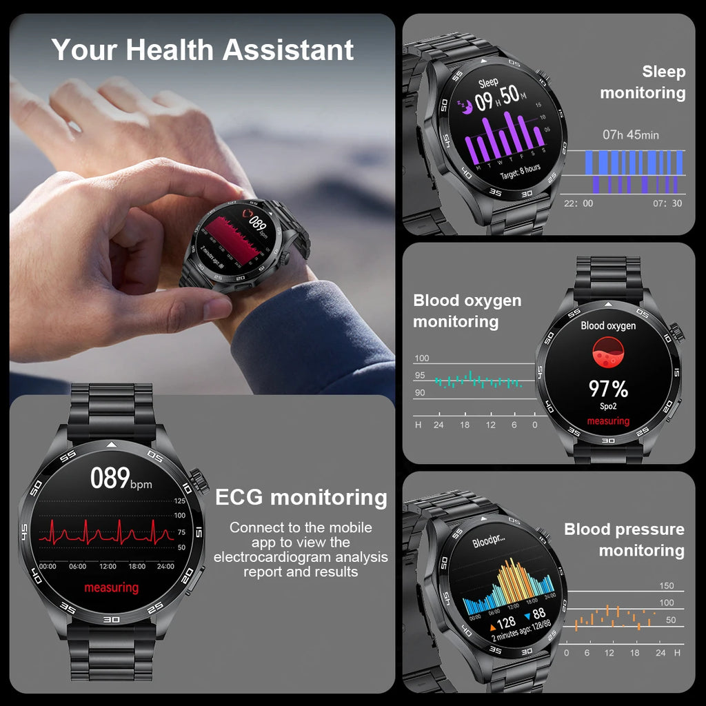 Smart Watch for Men Bluetooth Calling ECG Heart Rate Monitor Fitness Tracker Waterproof Smartwatch for Android and iOS