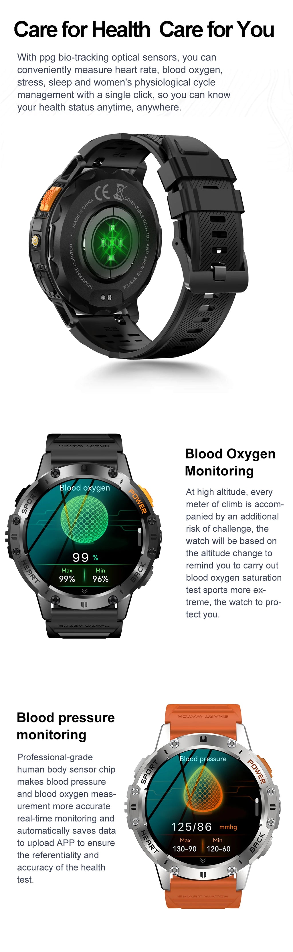 Smart Watch for Men Bluetooth Calling Fitness Tracker Waterproof Sport Smartwatch with Flashlight for Android and iOS
