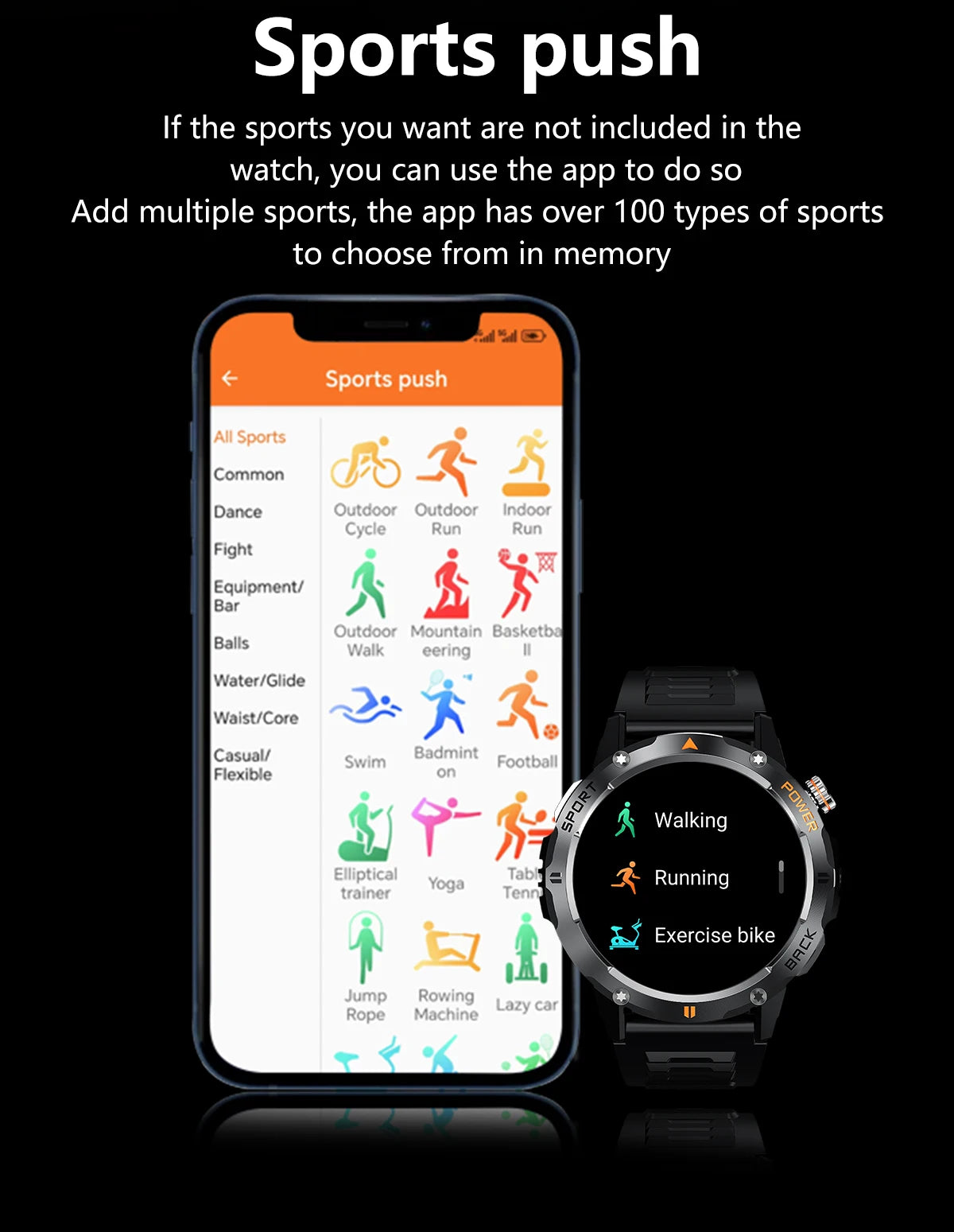 Tactical Outdoor Smart Watch with Flashlight Bluetooth Call Fitness Tracker for Android and iOS