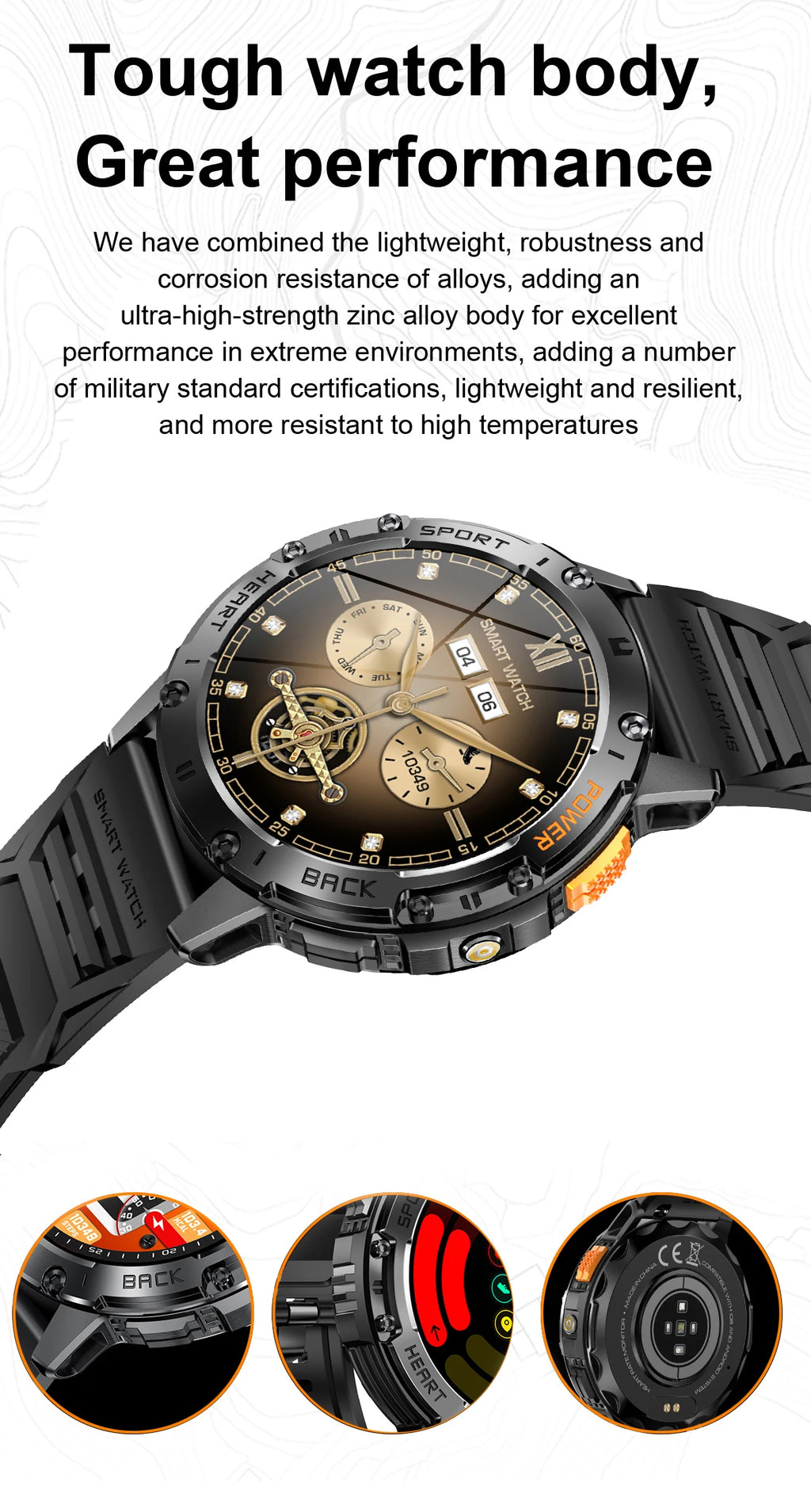 Smart Watch for Men Bluetooth Calling Fitness Tracker Waterproof Sport Smartwatch with Flashlight for Android and iOS