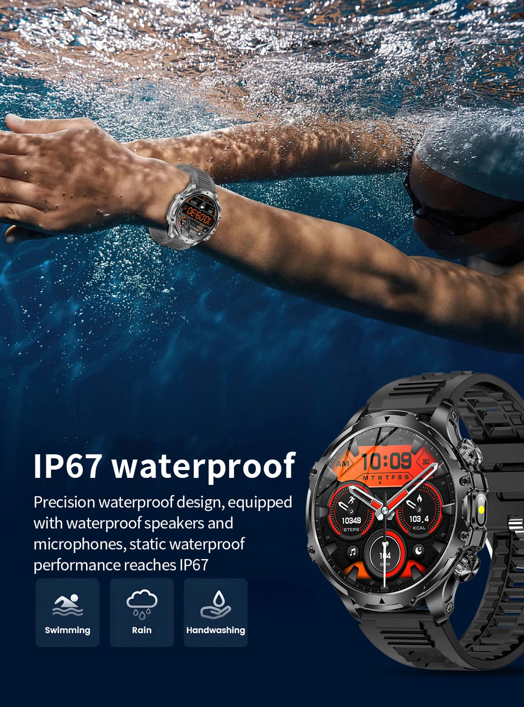 1.9 Inch Smart Watch for Men Bluetooth Calling 700 mAh Battery Fitness Tracker Waterproof Outdoor Sport Smartwatch for Android and iOS