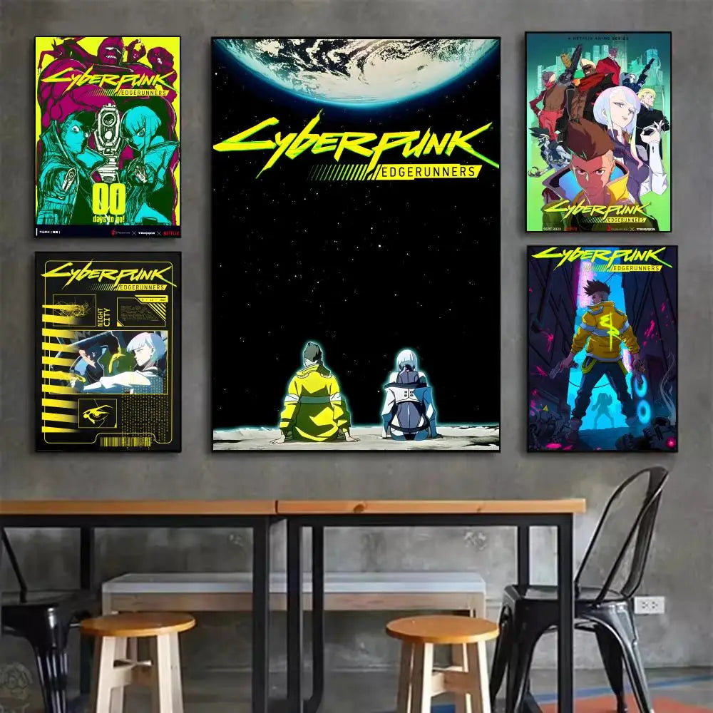 Cyberpunk Edgerunners Poster HD art sticky wall waterproof home living room bedroom bar aesthetic decoration