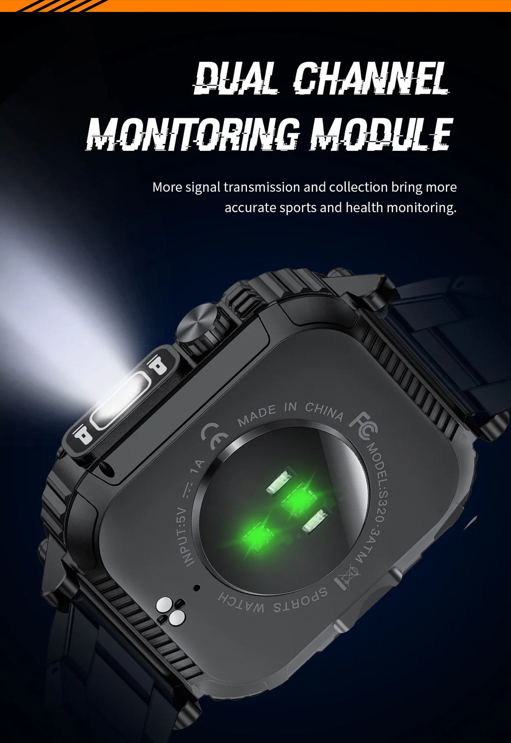 Rugged And Durable Military Smart Watch Ip68 Waterproof 2.02 ''HD Display Bluetooth Voice Smart Watch With Flashlight 2024 New