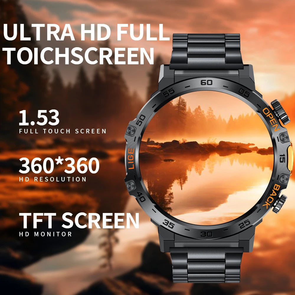 HD Smart Watch for Men 360 by 360 Display Bluetooth Fitness Tracker Waterproof Sport Smartwatch for Android and iOS