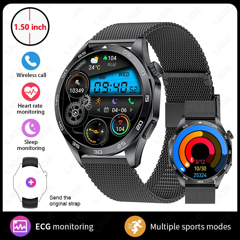 Smart Watch for Men Bluetooth Calling ECG Heart Rate Monitor Fitness Tracker Waterproof Smartwatch for Android and iOS