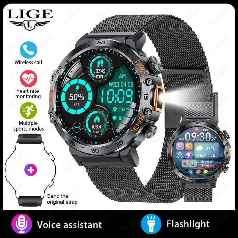 HD Smart Watch for Men 360 by 360 Display Bluetooth Fitness Tracker Waterproof Sport Smartwatch for Android and iOS