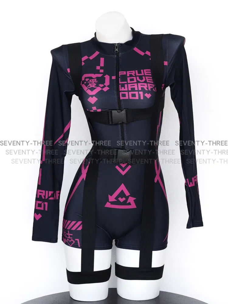 Cyberpunk Womans Mech Warrior Bodysuit Futuristic Assassin Agent Cosplay Suit for Festivals Conventions and Sci Fi Costumes by CyberTribe