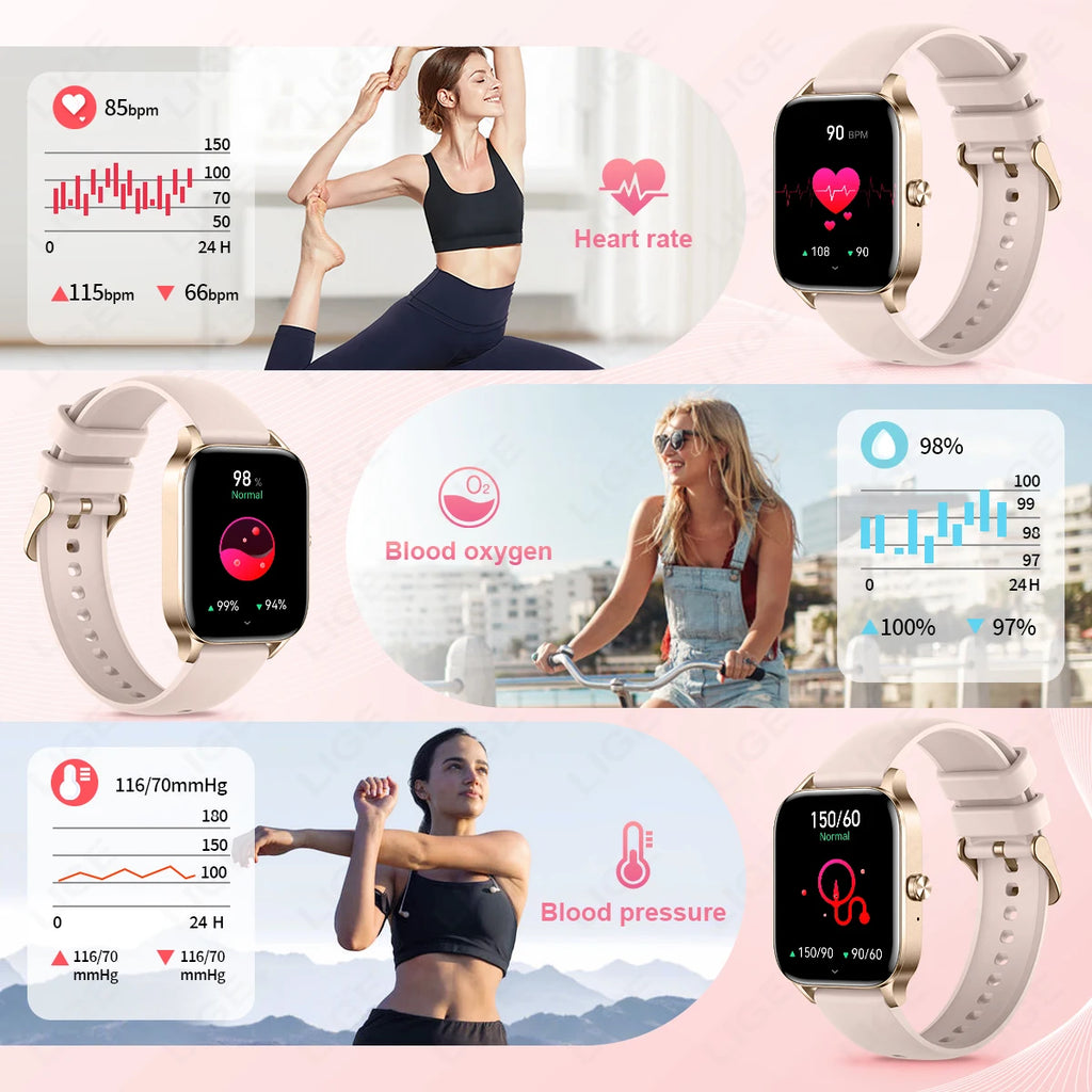 1.85 Inch HD Smart Watch for Men and Women Bluetooth Calling Fitness Tracker Health Monitor Custom Watch Face Smartwatch for Android and iOS