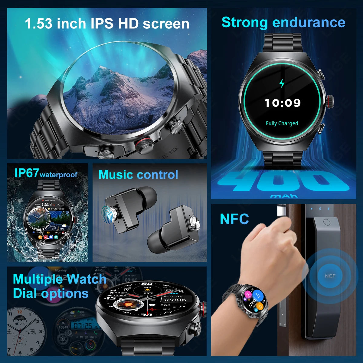 2 In 1 TWS Earphones Smart Watch Waterproof Wireless Bluetooth Headset Call Health Blood Pressure Sports Music Smartwatch