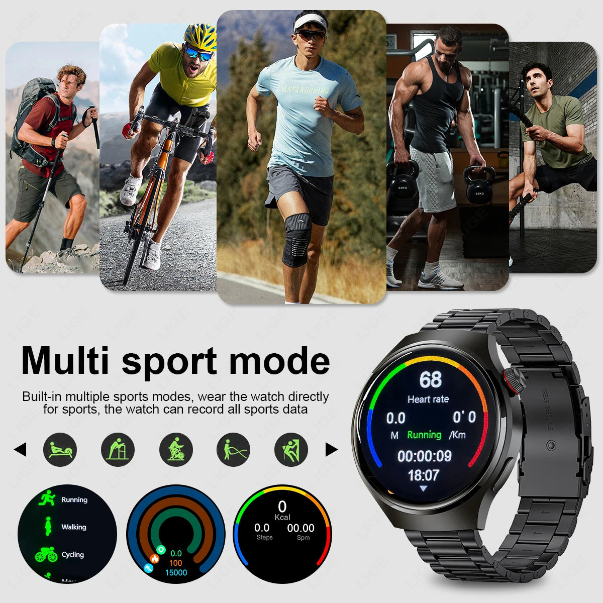 1.52 Inch Display Smart Watch for Men Bluetooth Calling Fitness and Health Tracker Waterproof Sport Smartwatch for Android and iOS Phones