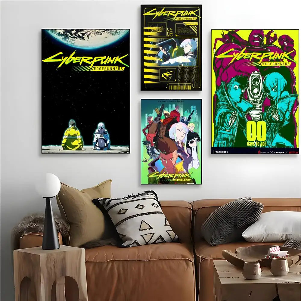 Cyberpunk Edgerunners Poster HD art sticky wall waterproof home living room bedroom bar aesthetic decoration