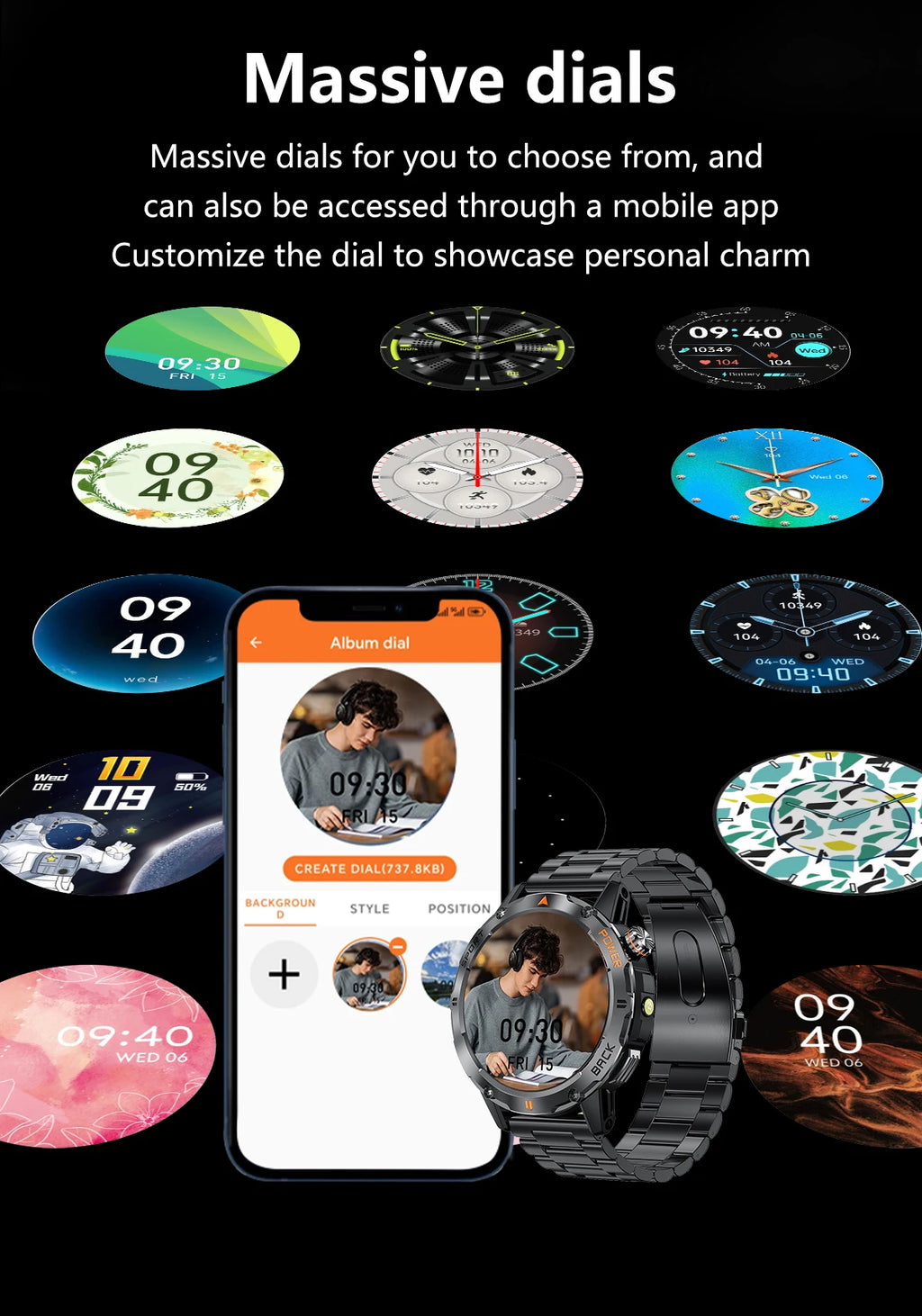 Tactical Outdoor Smart Watch with Flashlight Bluetooth Call Fitness Tracker for Android and iOS