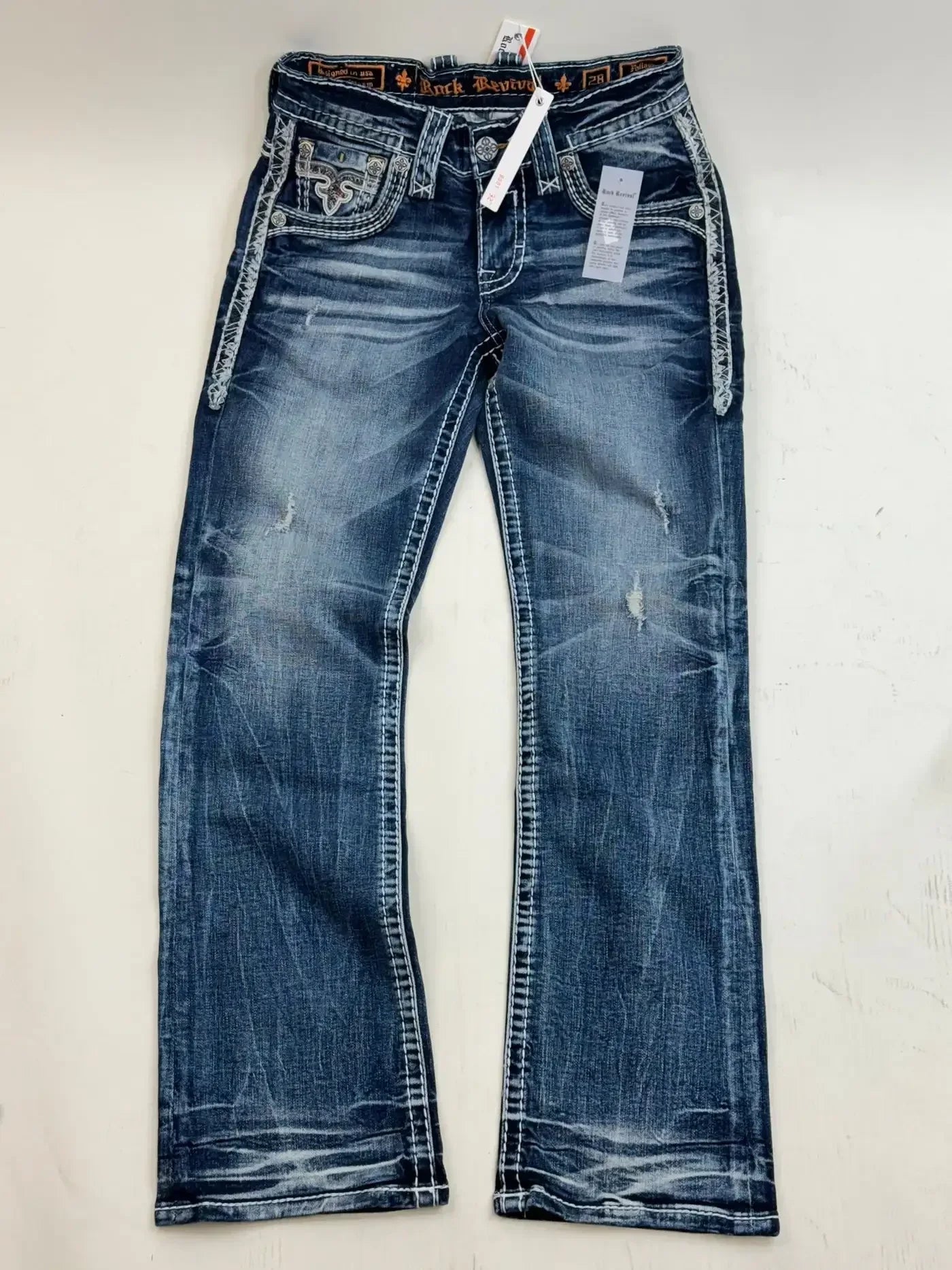 Y2K New Gothic Revival Mens Jeans Foliage Bootcut Women Blue Denim Embroidery Pocket Hip Hop Harajuku Wide Pants Streetwear