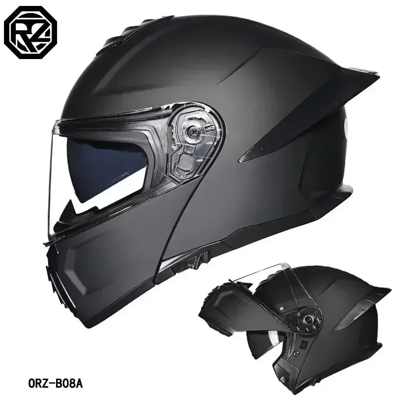 Bad Boy Flip Up Motorcycle Helmet Face Dual Visor Double Mirror Racing Helmet with Night Vision Lens for All Season Riding