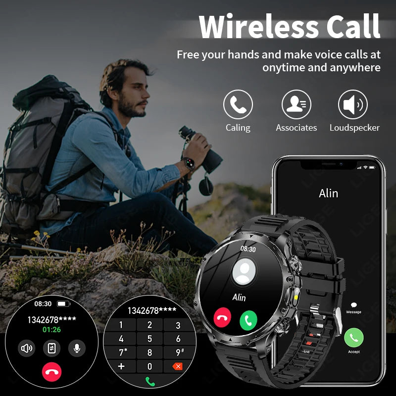 1.9 Inch Smart Watch for Men Bluetooth Calling 700 mAh Battery Fitness Tracker Waterproof Outdoor Sport Smartwatch for Android and iOS