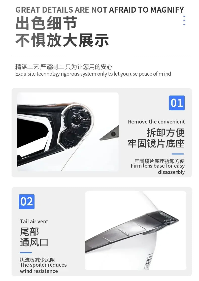 Bad Boy Flip Up Motorcycle Helmet Face Dual Visor Double Mirror Racing Helmet with Night Vision Lens for All Season Riding